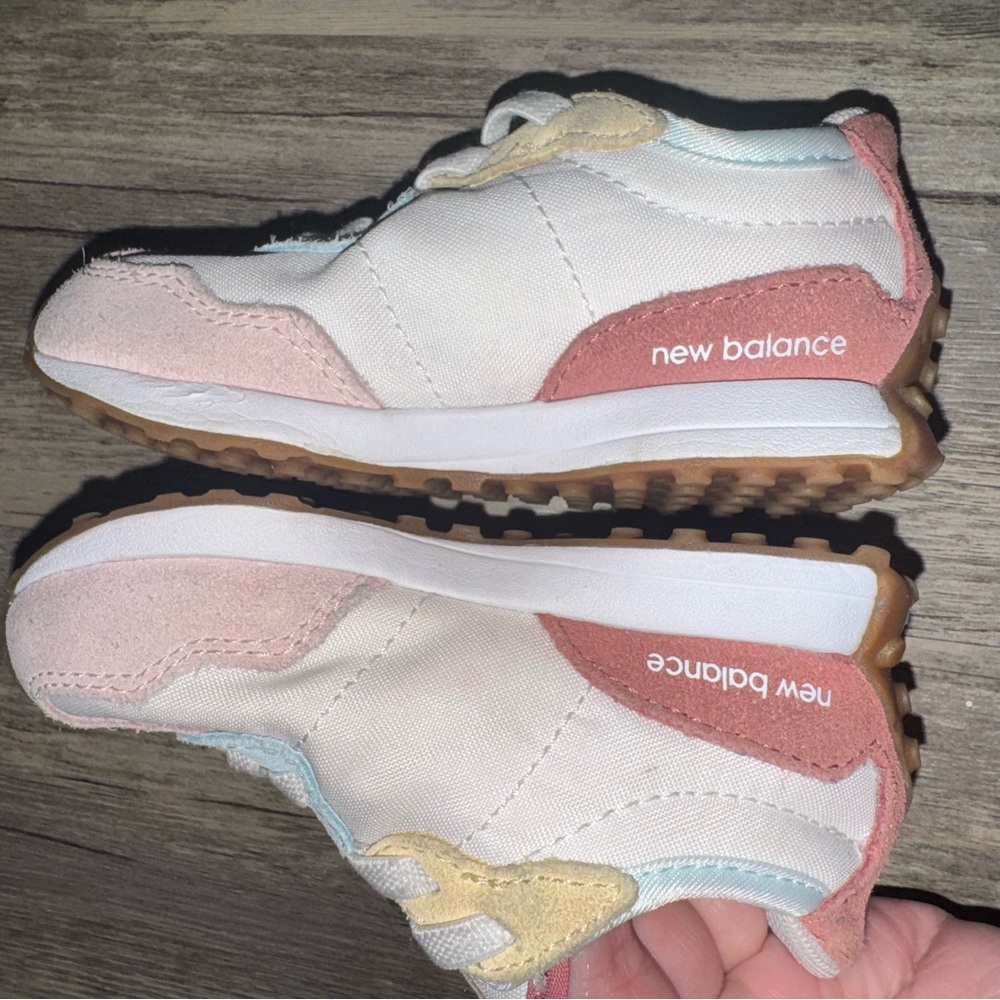 New Balance Pink and White Kids Sneakers - Picture 5 of 13